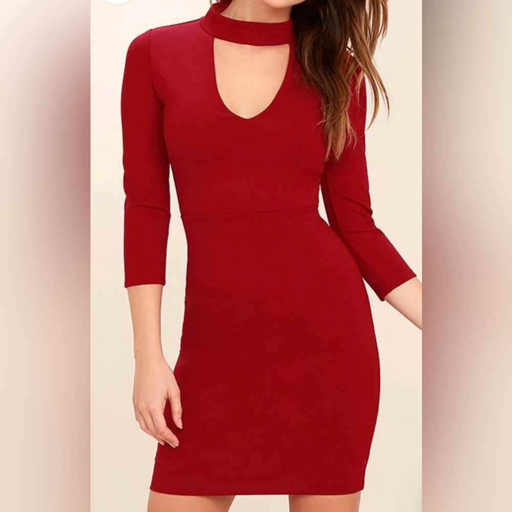 Lulus Dark Red Bodycon Dress. Size Small